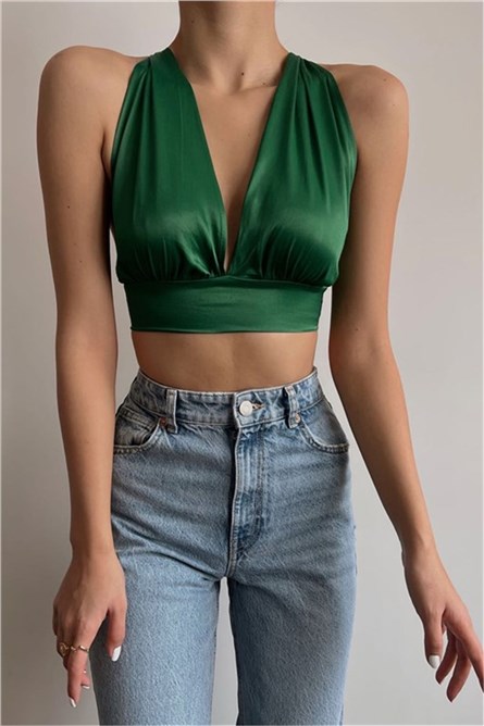 Women's satin top MG1396 - Green #326890