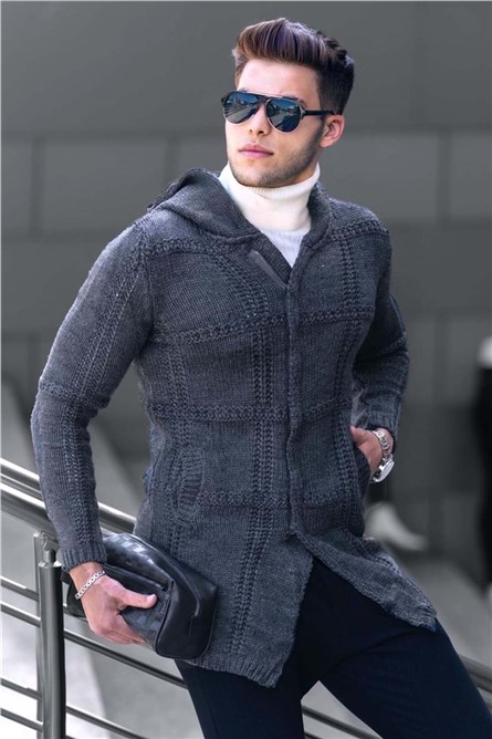 Madmext Men's Cardigan - Dark Grey #289121