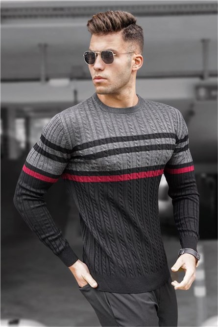 Madmext Knitted Contrasting Jumper