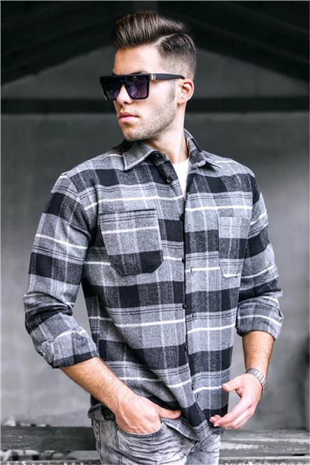 Мъжка карирана риза 5518 - Антрацит #319630 