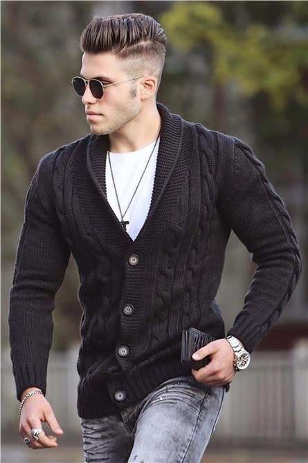 Madmext Men's Cardigan - Black #286840