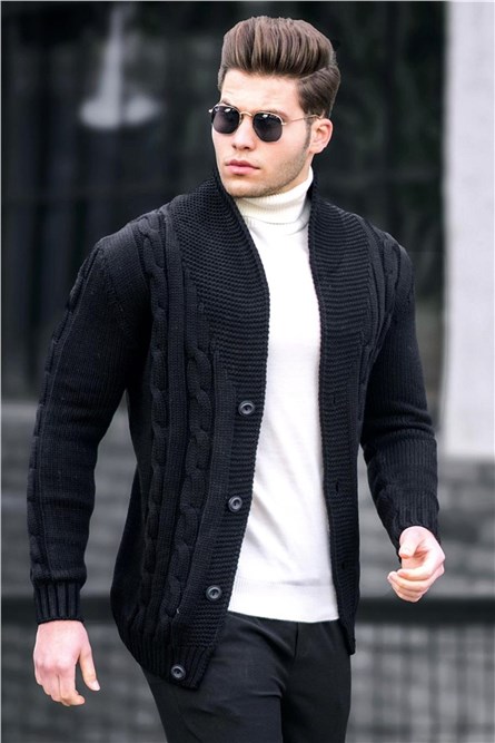 Madmext Men's Cardigan - Black #286840