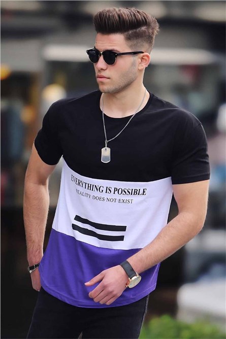 Madmext Men's T-Shirt - Black, White, Purple #285663