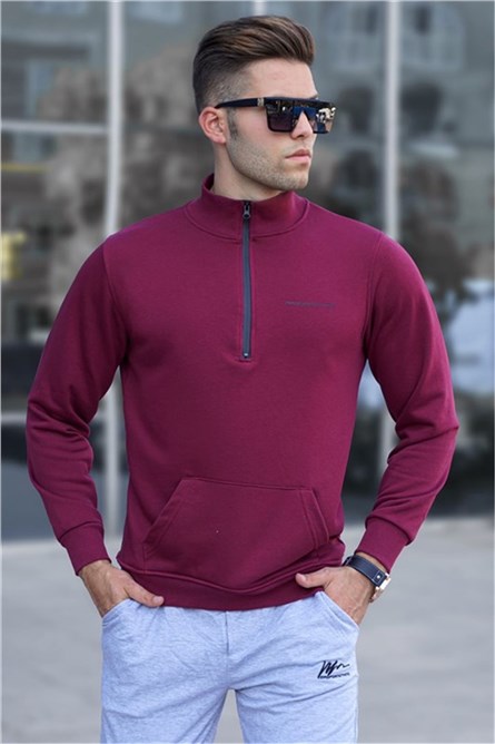 Madmext Zipper Turtleneck Jumper with Kangaroo Pocket