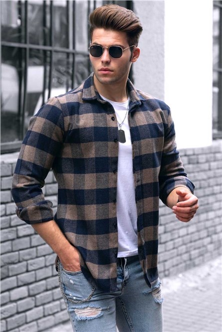 Madmext Men's Shirt - Blue, Brown #289895