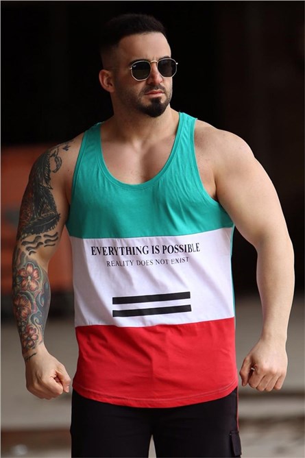 Madmext Men's T-Shirt - Turquoise, White, Red #285569
