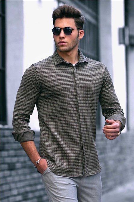Madmext Men's Shirt - Khaki #290407