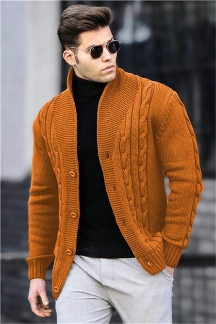 Men's Knitted Cardigan 9053 - Mustard #320219