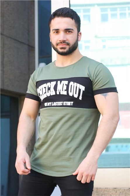 Madmext Men's T-Shirt - Khaki, Black #285549