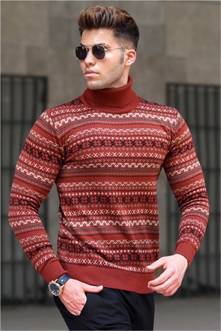 Madmext Patterned Turtleneck Jumper