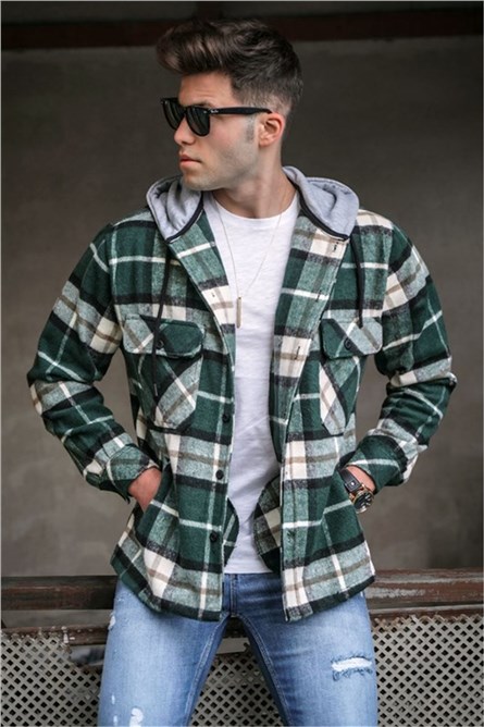 Men's plaid shirt 5528 - Green #324597