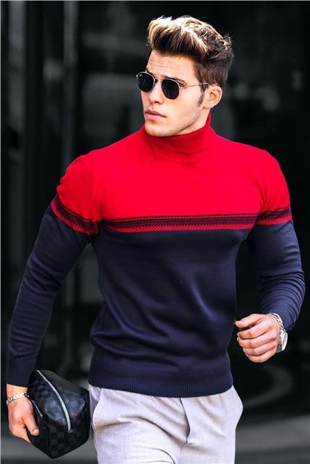 Color Block Turtleneck Jumper