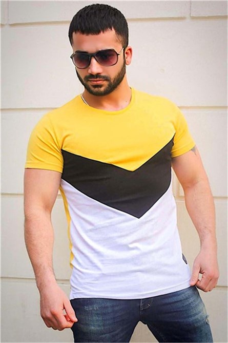 Madmext Men's T-Shirt - Yellow, Black, White #301794