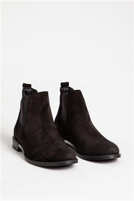 Men's Real Suede Chelsea Boots - Black #318331