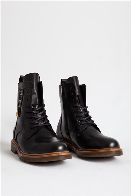 Men's Real Leather Boots - Black #318313