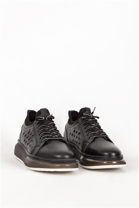 Men's Genuine Leather Casual Shoes 17226 - Black #382014