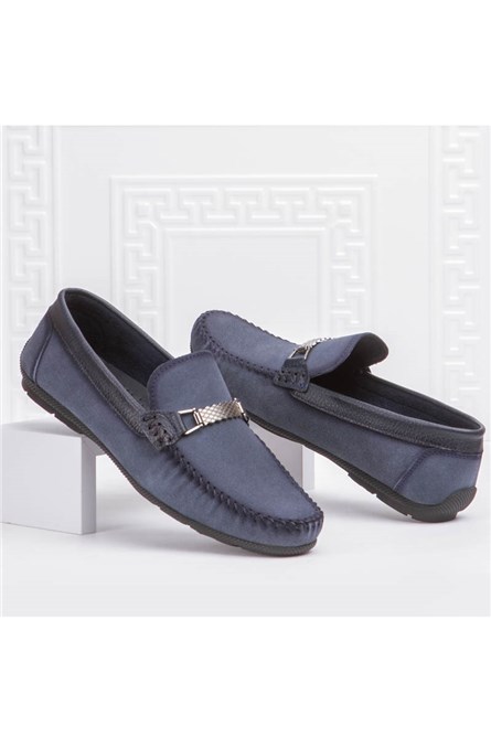 Marwells Men's Real Leather Loafers - Blue #2021416
