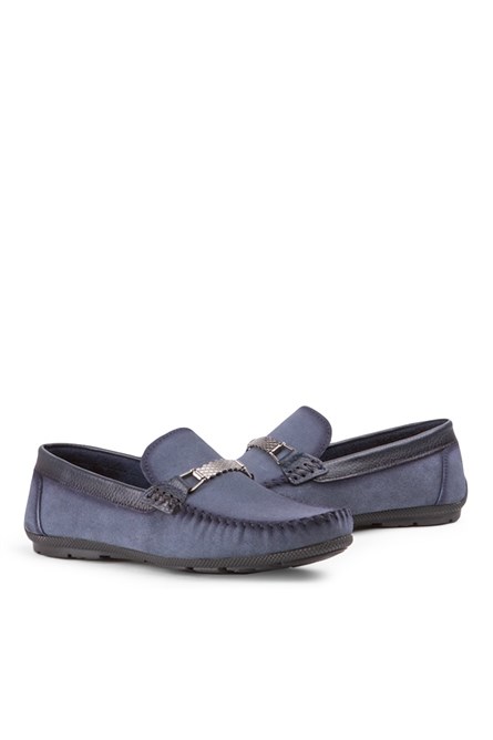 Marwells Men's Real Leather Loafers - Blue #2021416