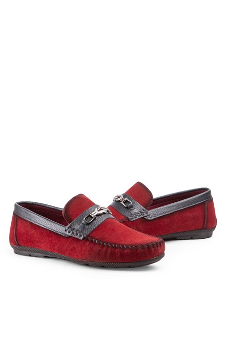 Marwells Men's Real Leather Loafers - Burgundy #2021402