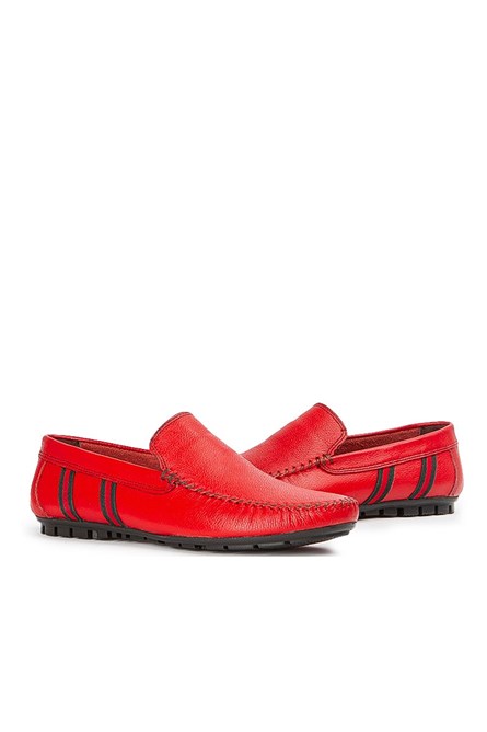Marwells Men's Real Leather Loafers - Red #2021417