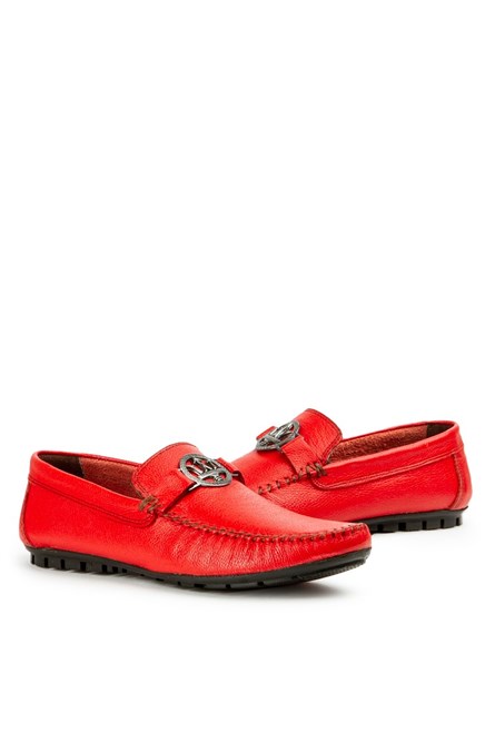 Marwells Men's Real Leather Loafers - Red #2021502