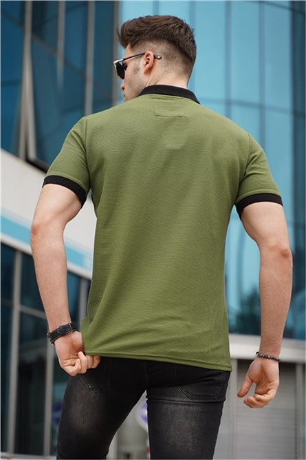 Men's t-shirt with collar - Khaki #329773
