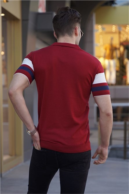 Men's t-shirt with collar 5730 - Dark red #331845