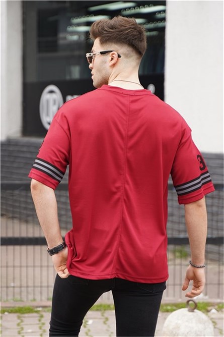 Men's Oversize T-shirt - Dark red #329686
