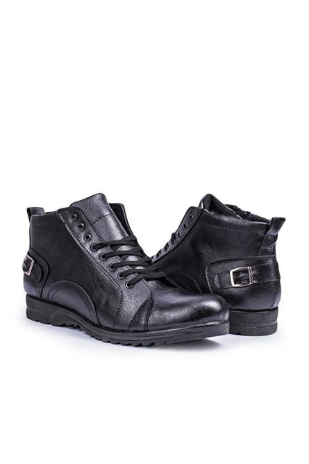 Men's boots with side buckle - Black 20210835703