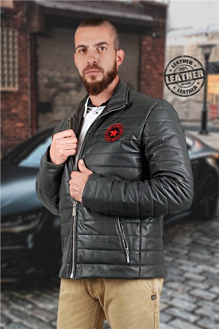 Leonardo Men's Real Leather Jacket - Black #9979221