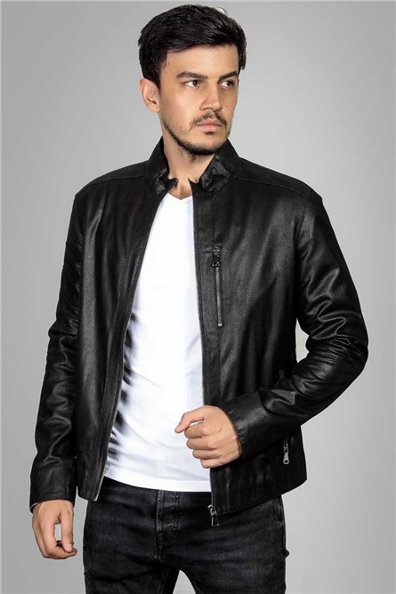 Leonardo Men's Real Leather Jacket - Black #266590