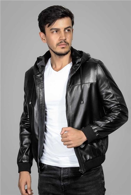 Leonardo Men's Real Leather Jacket - Black #266591
