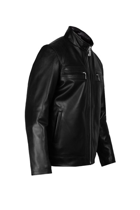 Men's Real Leather Jacket - Black #2021106