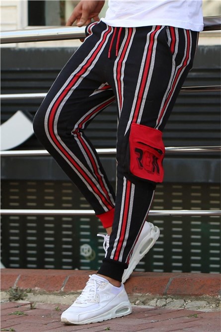 Madmext Men's Jogger - Red, Black #286080