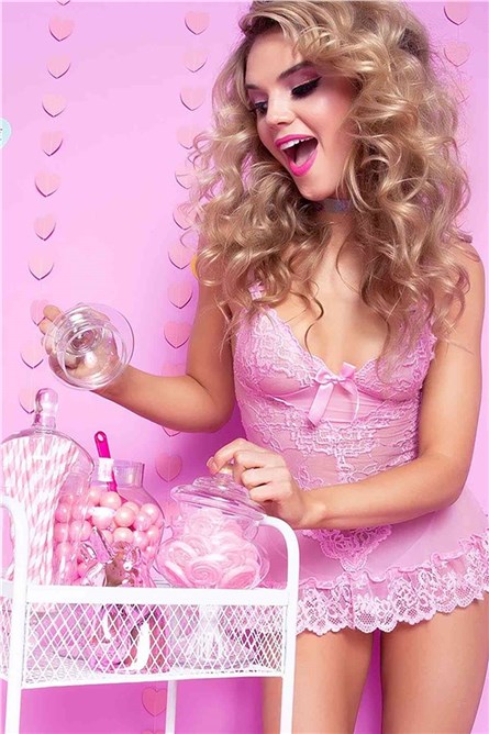 Erotic lace nightgown - Pink # 309774