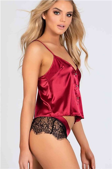 Women's satin pajama set - Red # 309851