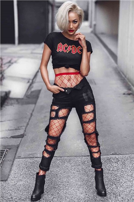 Mesh tights - Red # 310297