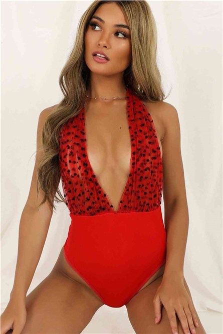 Еротично боди - Червено #310349