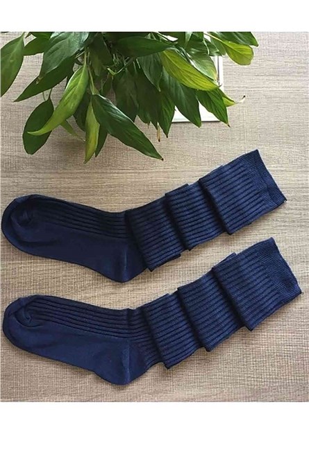 Women's knitted socks above the knee - Dark blue # 310291