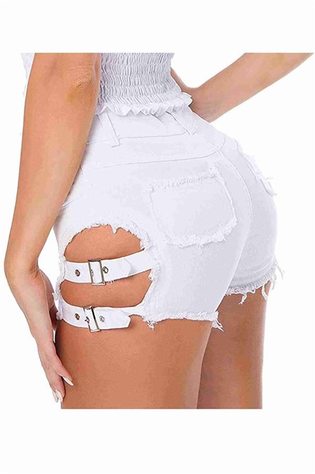 Women's mini denim shorts - White # 311101