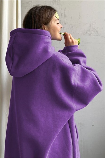 Women's Oversize Hooded Sweatshirt MG1566 - Purple #361323