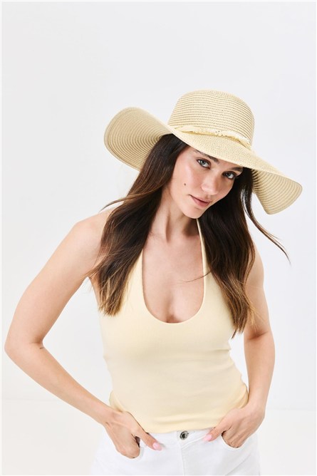 Wide Brim Straw Beach Hat Y25730-09  #451904
