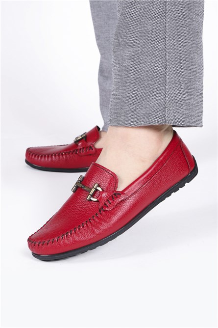 GERARDINO Men's Loafer Genuine Leather Shoes Red 3003