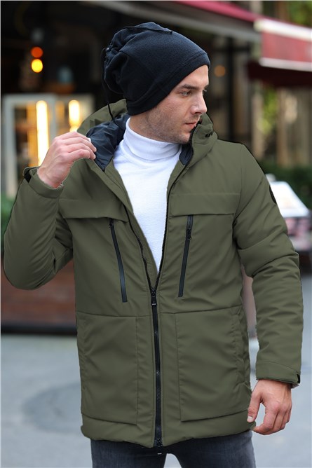 DPA-200 Men's Waterproof Hooded Jacket - Khaki #408268