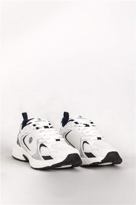 Men's Lace Up Sports Shoes 23144M - White with Black #387989