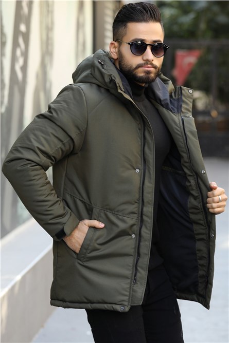 DPA-170 Men's Waterproof Hooded Parka Jacket - Khaki #408264