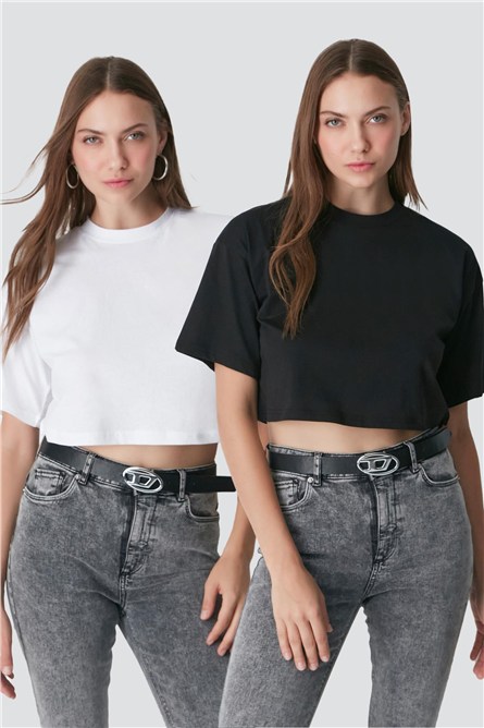Round Neck 2-Pack Crop T-Shirt 959  #451420
