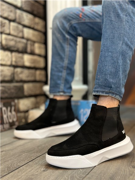 Men's Suede Sports Boots BA0150 - Black with White #411020