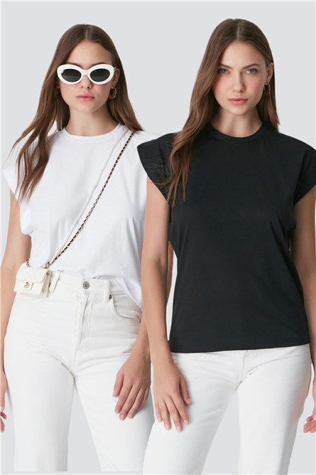 Round Neck Short Sleeve 2-Pack Basic T-Shirt 958  #451415
