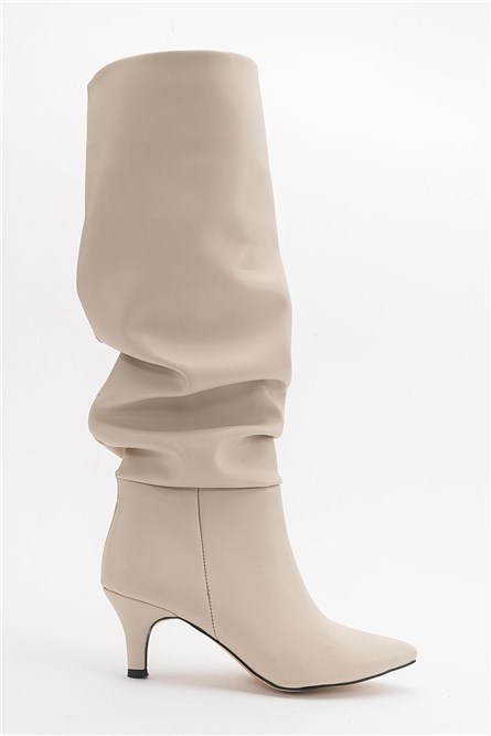 Women's Slim Heel Boots - Light Beige #405030